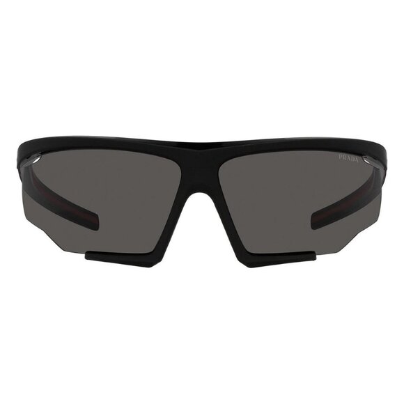 New PRADA LINEA ROSSA Black Semi Rimless Rectangle PS 07YS DG0-06F Sunglasses Wo - Picture 2 of 4